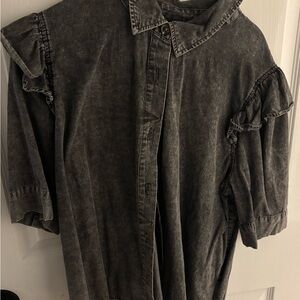 Who What Wear Black Washed Button-Up Shirt